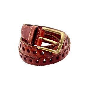 Dockers Genuine Leather Belt Woven Braided Brass Buckle Made In Turkey Size 36